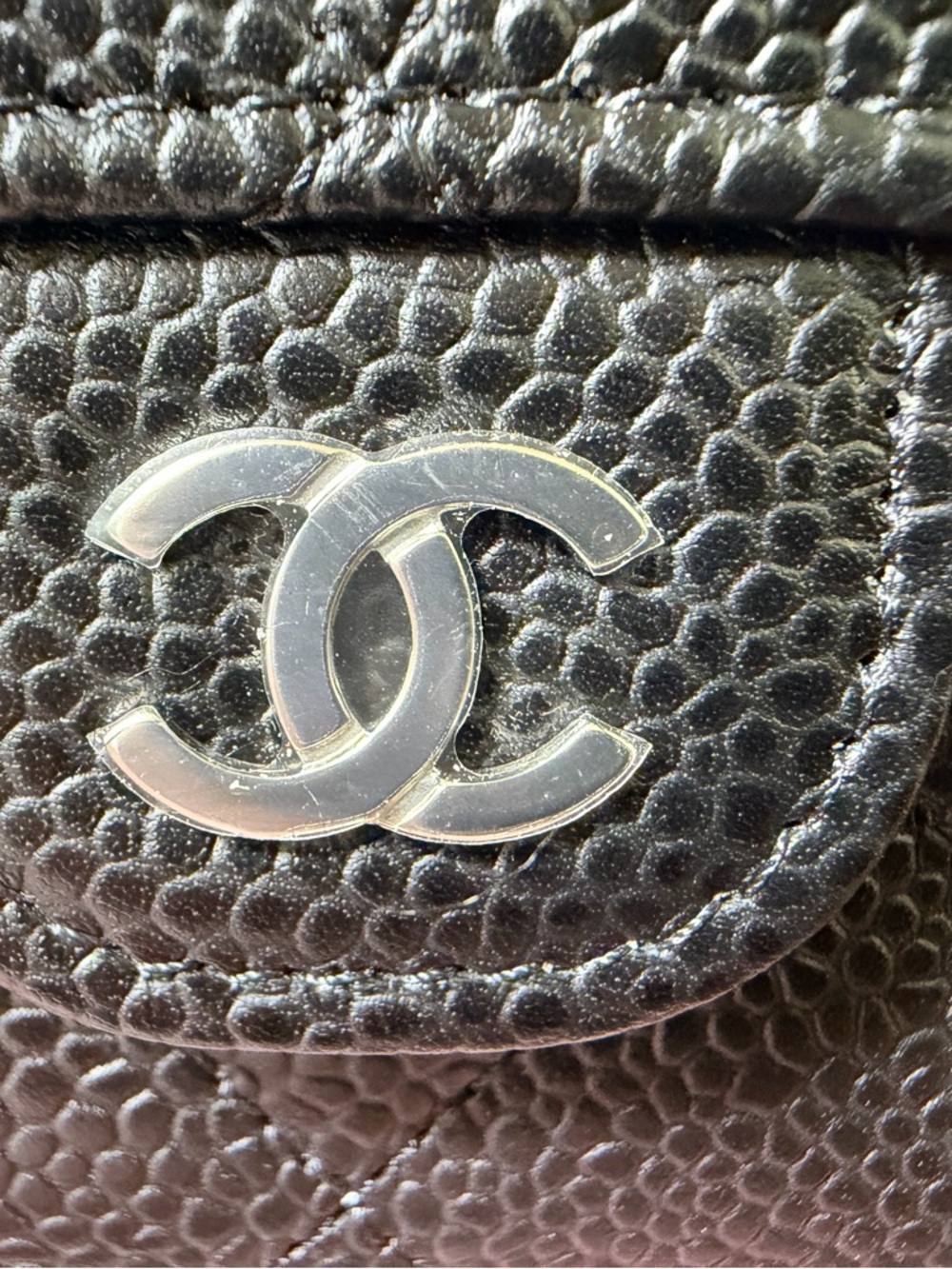 NWT CHANEL Black Quilted Caviar Leather Long Wallet with Silver CC - Picture 4 of 15
